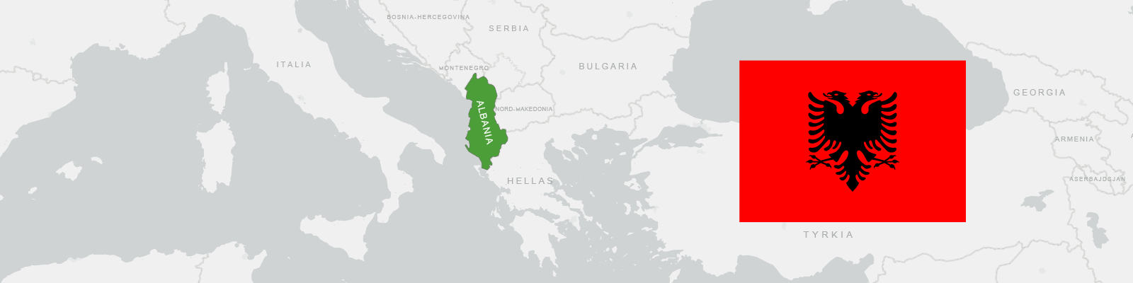 Albanias grenser, land og flagg