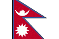 Nepals flagg. Det eneste landet i verden med et flagg som ikke er firkantet
