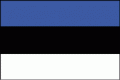 Det estiske flagget med tre striper, hvitt nederst, sort i midten og blått øverst