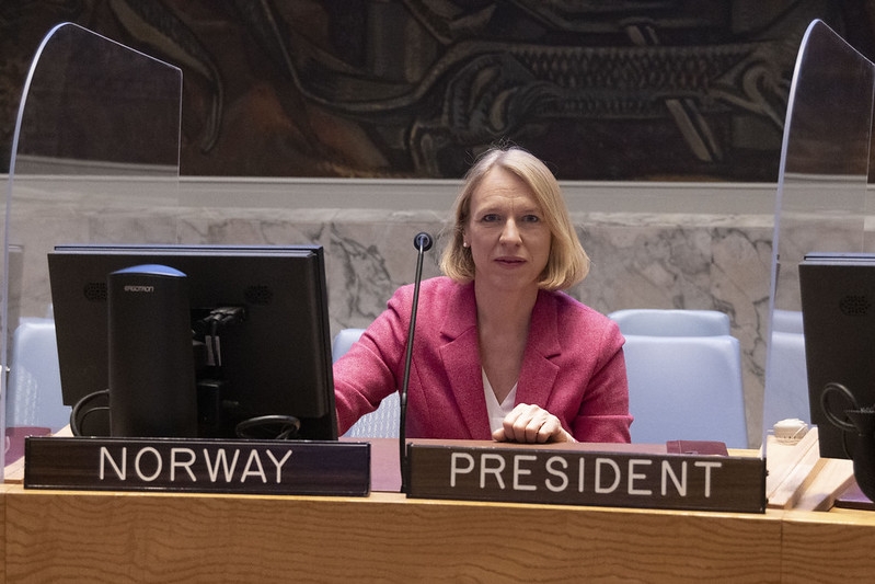 Utenriksminister Anniken Hutfeldt var i New York i januar og ledet flere møter i Sikkerhetsrådet. Foto:  NorwayUN/Pontus Höök