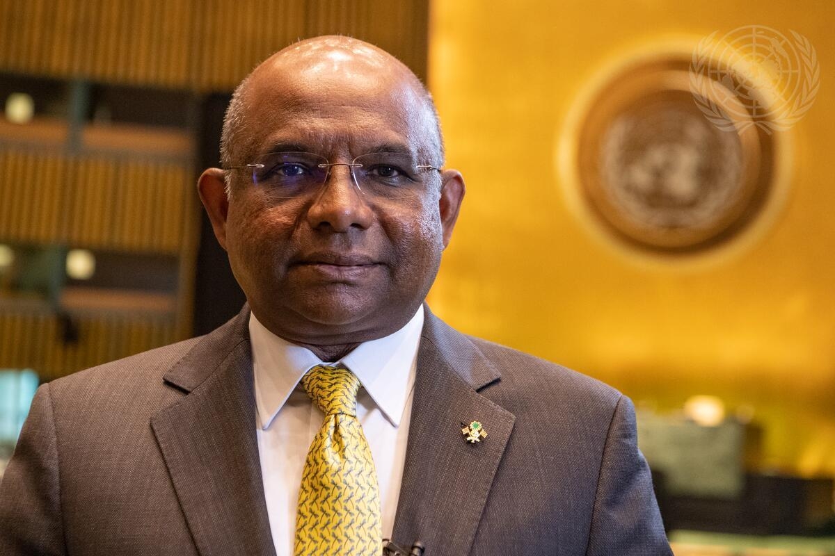 Abdulla Shahid fra Maldivene er president for FNs 76. generalforsamling. Foto: UN Photo/Eskinder Debebe