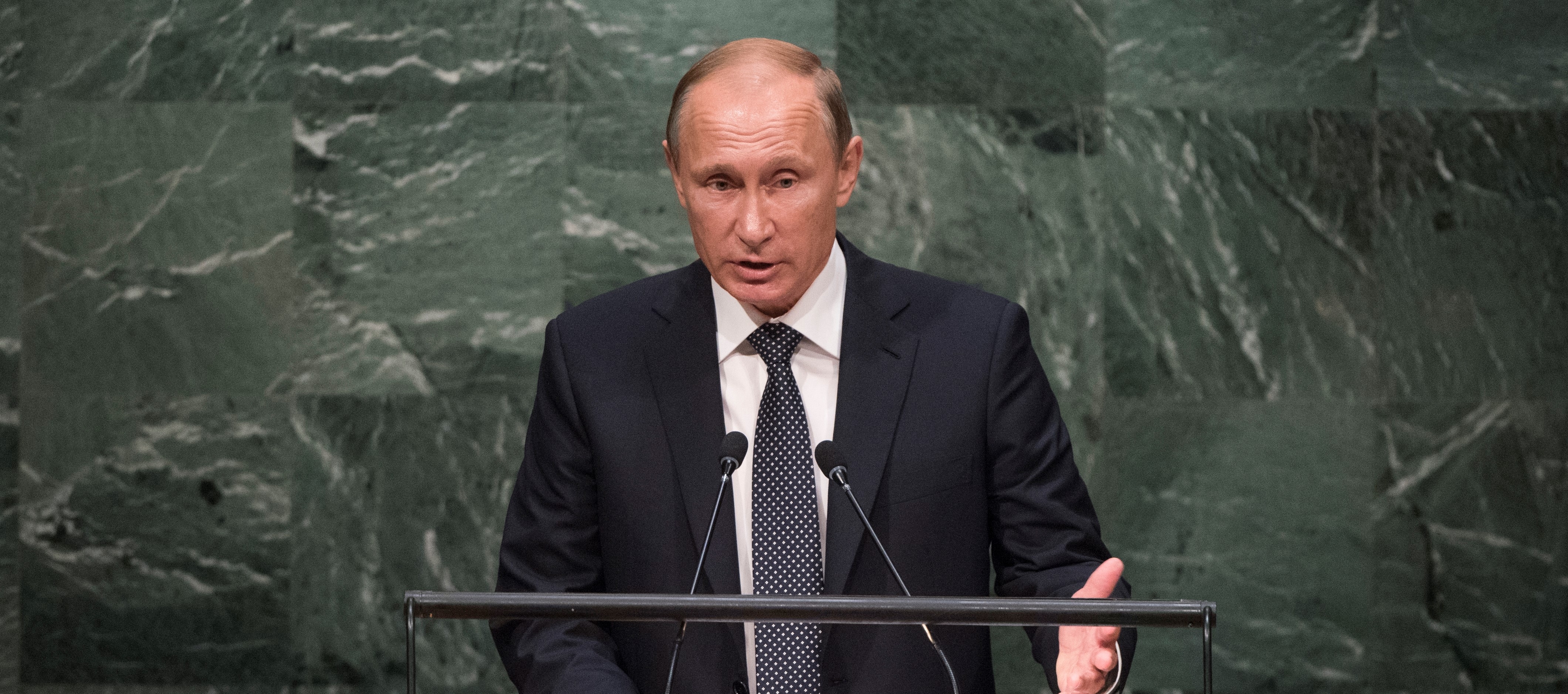 Russlands president, Vladimir Putin, taler her i FNs generalforsamling i 2015. Foto: UN Photo/Cia Pak.
