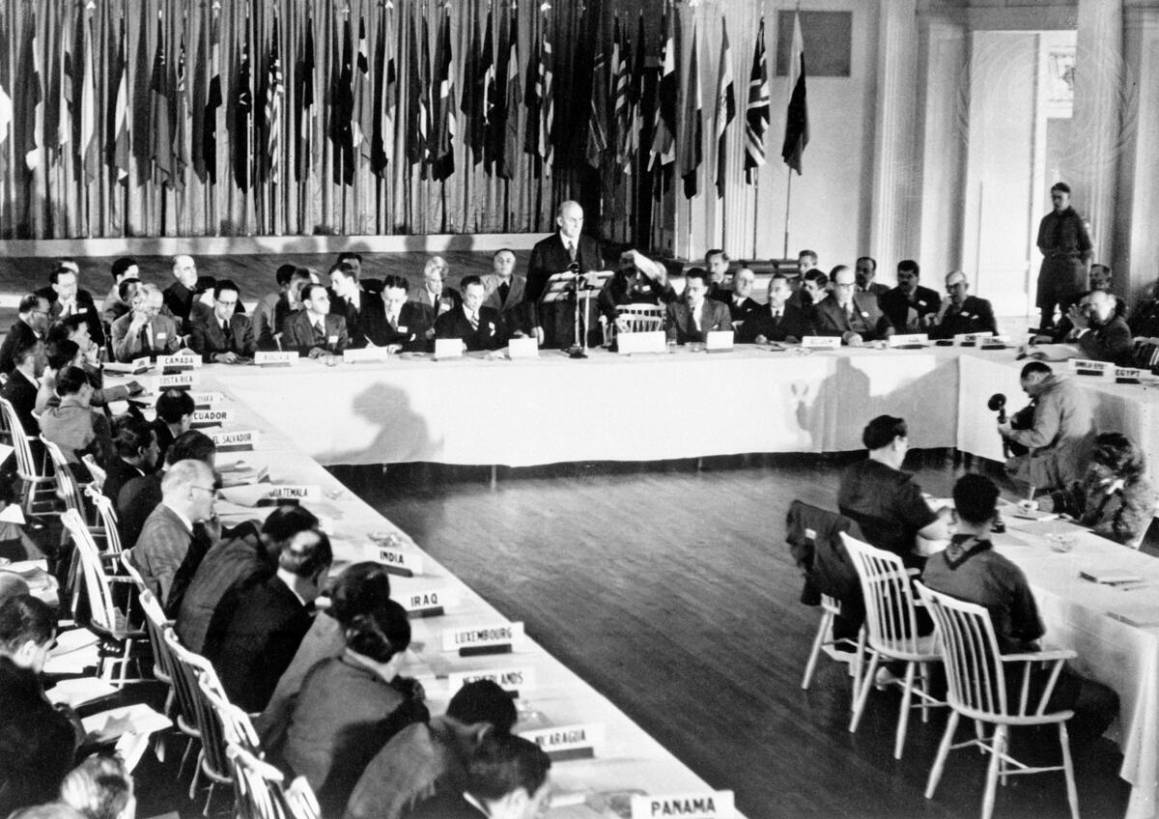 De forente nasjoners monetære og finansielle konferanse (Bretton Woods-konferansen) i 1944. Foto: UN Photo