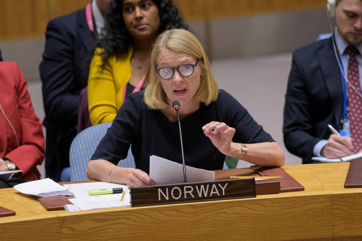 Utenriksminister Anniken Huitfeldt i FNs sikkerhetsråd i oktober 2022. Foto: UN Photo/Manuel Elías