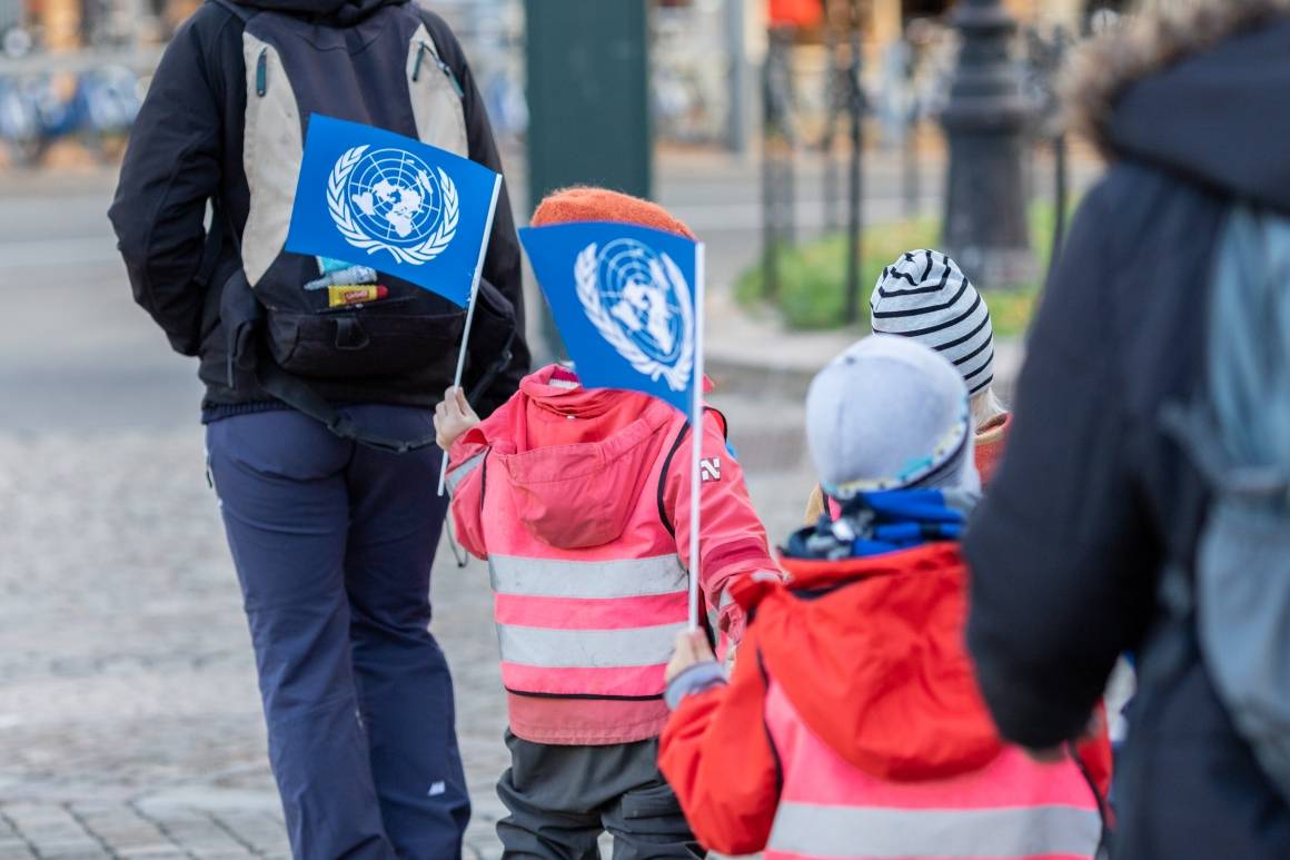Barnehagebarn markerer FN-dagen i Oslo i 2018. Foto: FN-sambandet