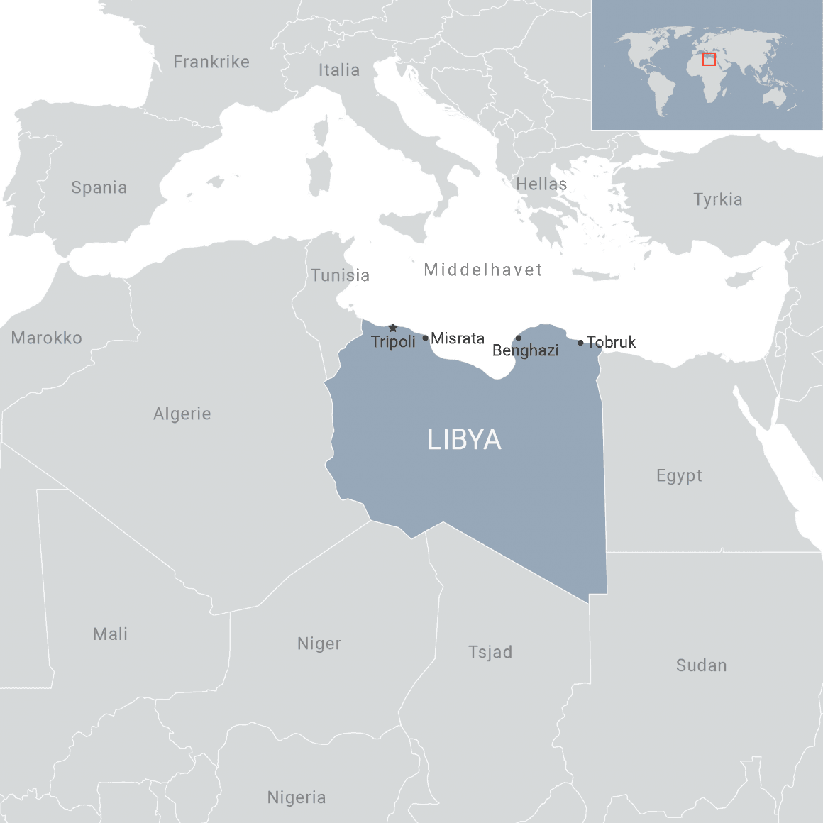 Kart over Libya. Ill: FN-sambandet