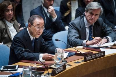 FNs generalsekretær taler til FNs sikkerhetsråd 13. desember og kritiserer Sikkerhetsrådet for ikke å komme til enighet om krisen i Aleppo. Foto: UN photo/Amanda Voisard